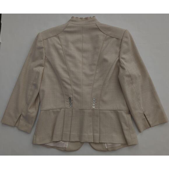 VTG White House Black Market Tan Fitted Suit Blazer 3/4 Sleeves Women's size 12 - Picture 9 of 11